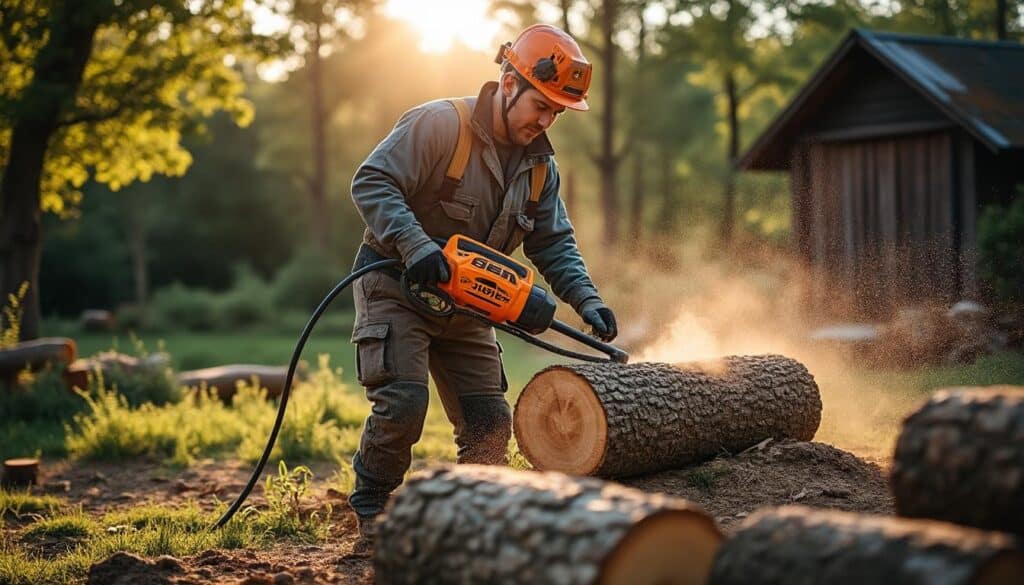 Scie à bûches thermique : Puissance et autonomie pour couper efficacement